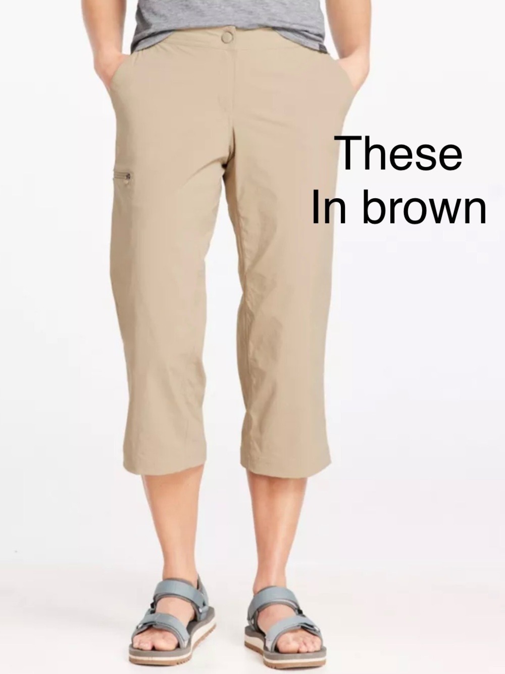 L.L. Bean Taupe Women's Cropped hiking cargo Pants 5 pockets size 10 Petite